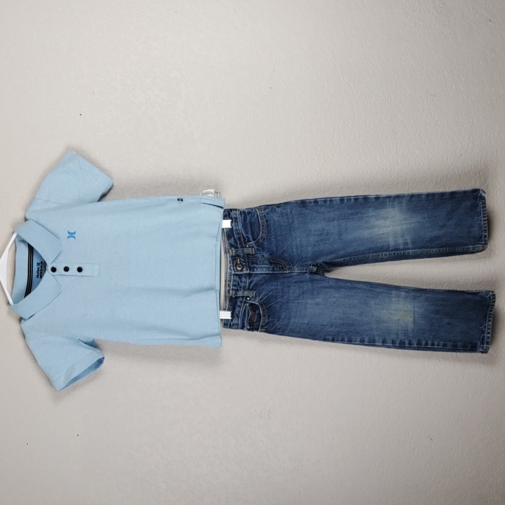Matching set of Osh Kosh Blue Jeans size 4 &  Nike Dri-Fit Hurley Polo size 4